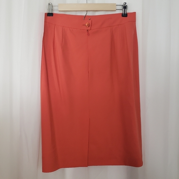 Carolina Herrera orange wool blend blazer skirt set size 10 - Picture 7 of 9